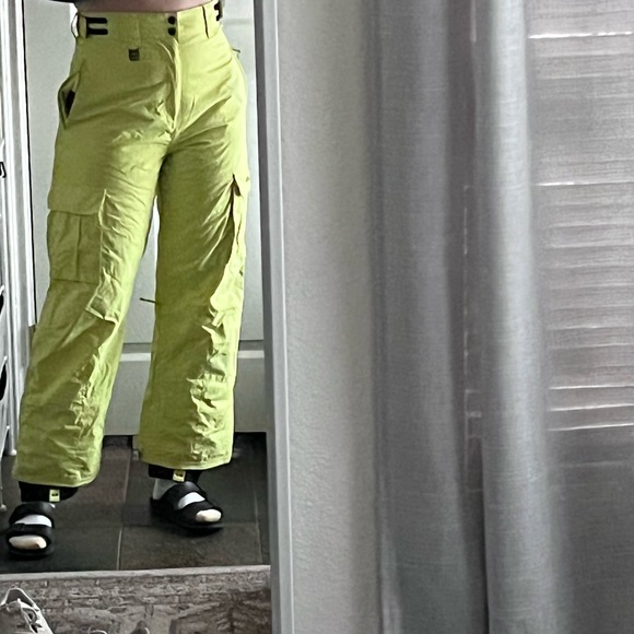 Billabong Neon Green Yellow Ski Snow Pants S - Picture 3 of 8